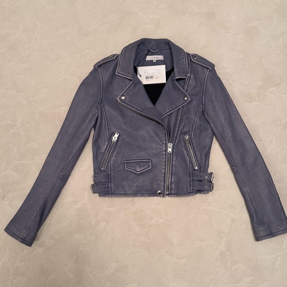 IRO Women's Blue Leather JacketHardly worn. With Tags.